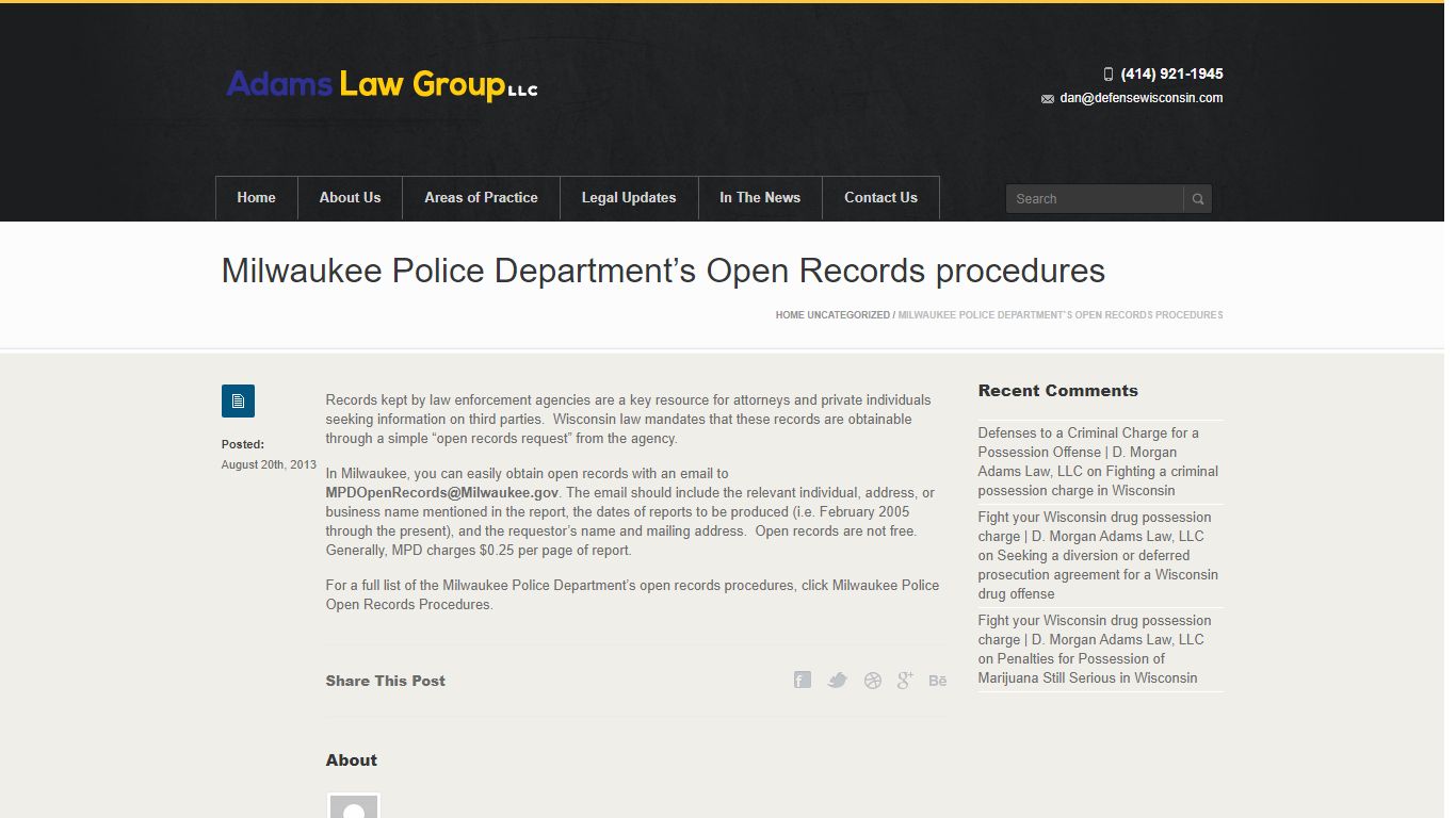 Milwaukee Police Department’s Open Records procedures